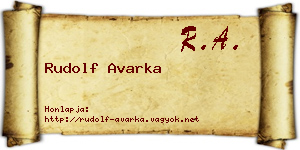 Rudolf Avarka névjegykártya